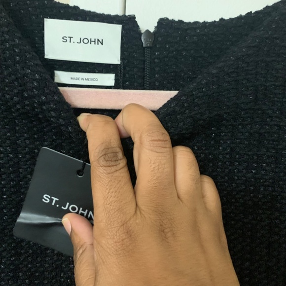 NWT St. John BLACK Formfitting Bouclé-knit Minidress - Size 14 - Picture 7 of 15